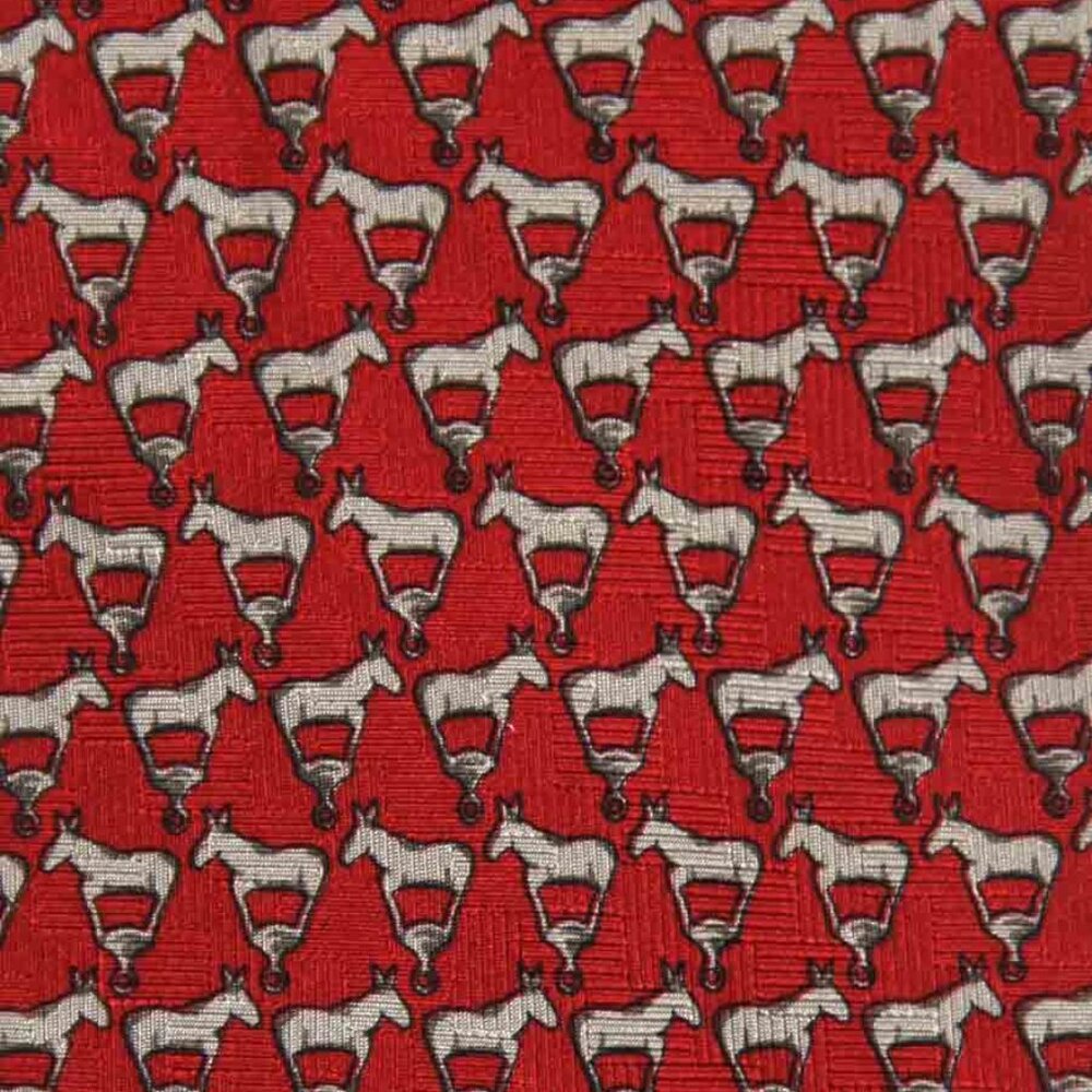 Vintage Robert Talbott Silk Tie Red Tan Brown Donkeys Pattern Men's Long